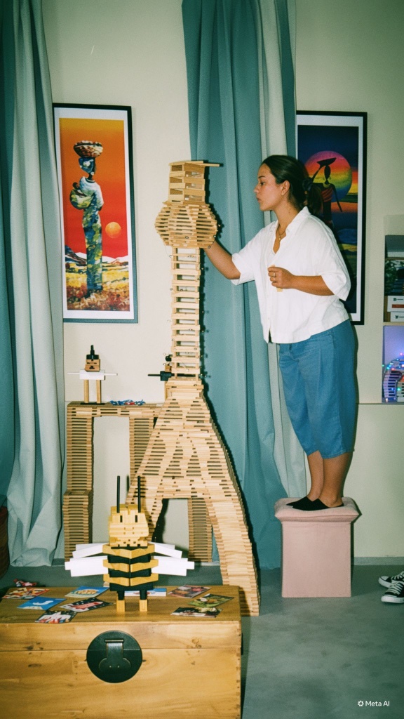 Sina Filipović building a KAPLA structure